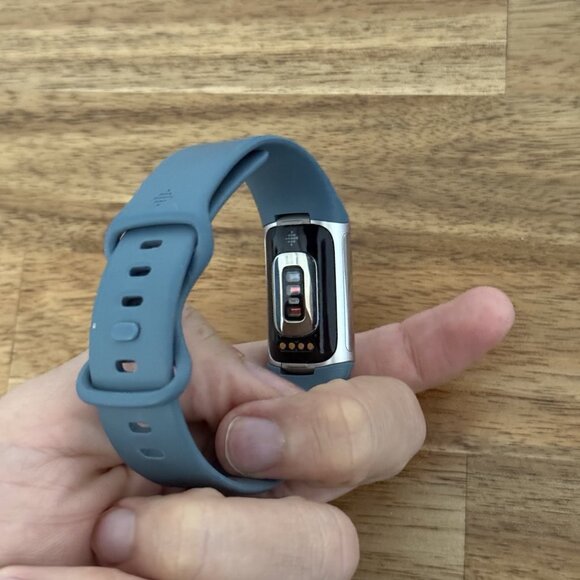 Fitbit Charge 5 Fitness & Health Tracker Platinum Stainless Steel Case Blue Band - Picture 11 of 16